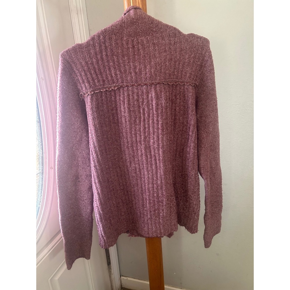 Cottage-core Fall fringe knit purple pink sweater jacket small - Picture 5 of 9